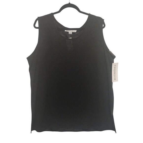 Caroline Rose Tank Top Women's Sleeveless Round Neck Stretch Black Size 1X - Picture 1 of 8